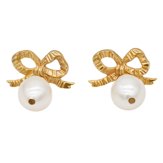Khloe Bow Pearl Drop Earrings