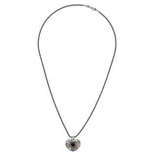 Floral Garnet Heart Pendant Necklace