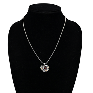 Floral Garnet Heart Pendant Necklace