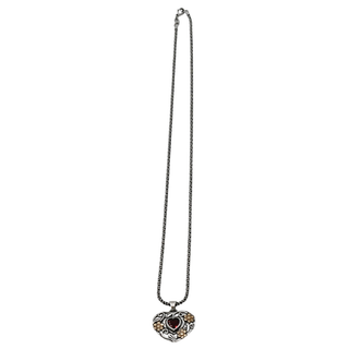 Floral Garnet Heart Pendant Necklace