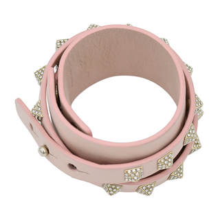 Light Pink Rockstud Leather Wrap Bracelet
