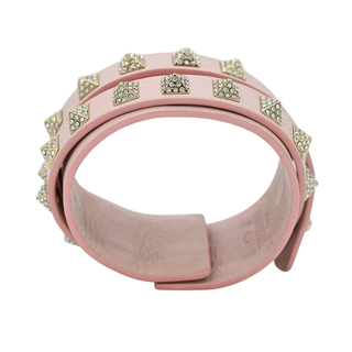 Light Pink Rockstud Leather Wrap Bracelet