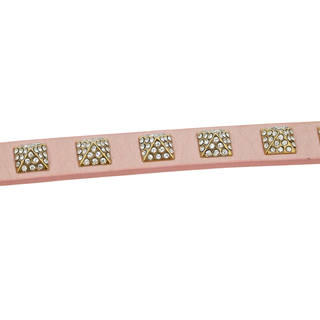 Light Pink Rockstud Leather Wrap Bracelet