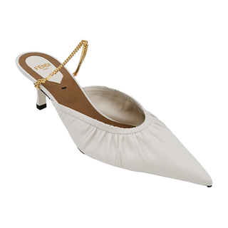 Ivory Ruched Pointed Mules