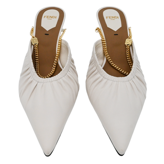 Ivory Ruched Pointed Mules