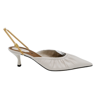 Ivory Ruched Pointed Mules