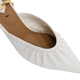 Ivory Ruched Pointed Mules