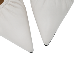 Ivory Ruched Pointed Mules