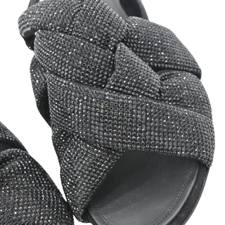 Black Rhinestone Braided Sandals