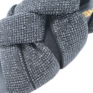 Black Rhinestone Braided Sandals