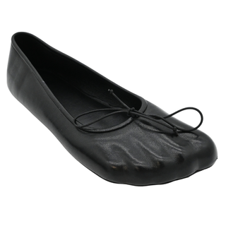 Black Anatomic Toe Leather Flats