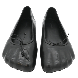 Black Anatomic Toe Leather Flats