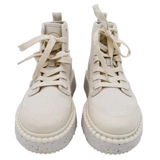 Cream Canvas High-Top Sneakers