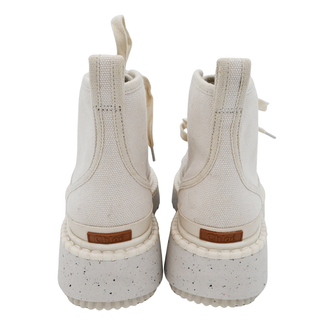 Cream Canvas High-Top Sneakers