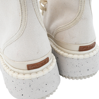 Cream Canvas High-Top Sneakers