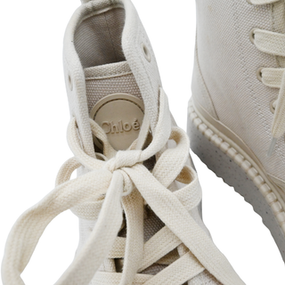 Cream Canvas High-Top Sneakers