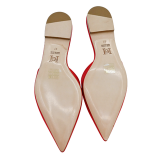 Red Satin Pointed-Toe Mule Flats