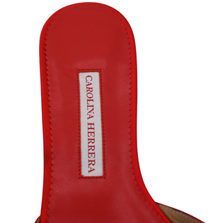 Red Satin Pointed-Toe Mule Flats