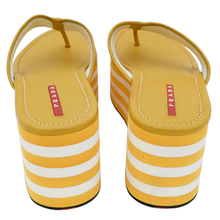 Yellow Leather Platform Thong Sandals