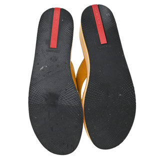 Yellow Leather Platform Thong Sandals