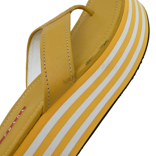 Yellow Leather Platform Thong Sandals