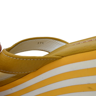 Yellow Leather Platform Thong Sandals