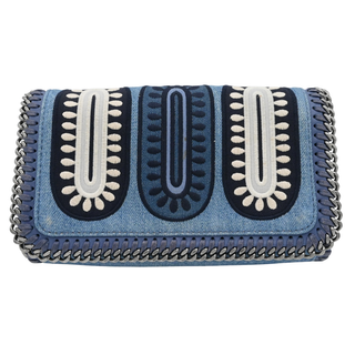 Eco Denim Embroidered Zigarette Falabella Crossbody Bag