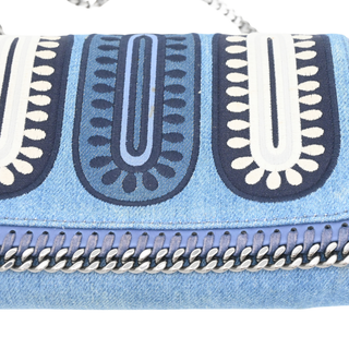 Eco Denim Embroidered Zigarette Falabella Crossbody Bag