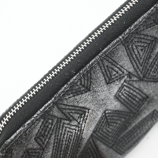Metallic Leather Star Zip Around Wallet