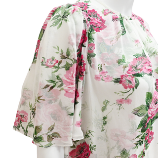 CAROLINA HERRERA | Gathered Floral Print Silk Blouse