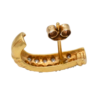 &nbsp; | 18K Yellow Gold Diamond J Hoop Earrings