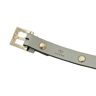VALENTINO GARAVANI | Gray Leather Rockstud Double Wrap Bracelet