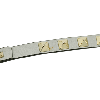 VALENTINO GARAVANI | Gray Leather Rockstud Double Wrap Bracelet
