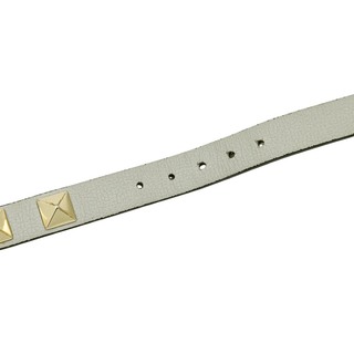VALENTINO GARAVANI | Gray Leather Rockstud Double Wrap Bracelet