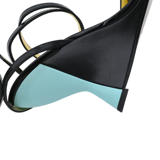 Crystal Tiger Leather Wedge Sandals