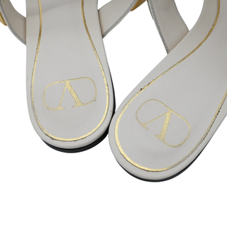 Roman Stud Ivory Leather Flat Sandals
