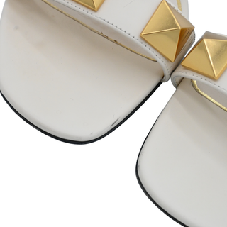 Roman Stud Ivory Leather Flat Sandals