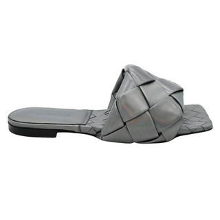 Iridescent Intrecciato Leather Slide Sandals