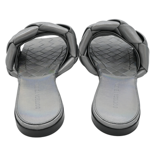 Iridescent Intrecciato Leather Slide Sandals