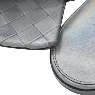 Iridescent Intrecciato Leather Slide Sandals