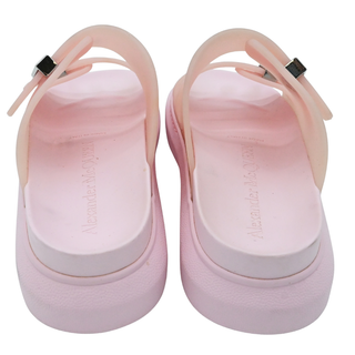 Light Pink Rubber Dual Buckle Platform Slide Sandals