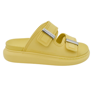 Butter Yellow Rubber Dual Buckle Platform Slide Sandals