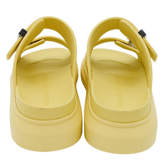 Butter Yellow Rubber Dual Buckle Platform Slide Sandals