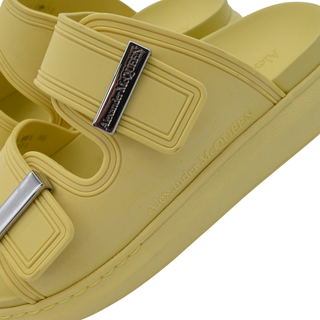 Butter Yellow Rubber Dual Buckle Platform Slide Sandals