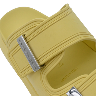 Butter Yellow Rubber Dual Buckle Platform Slide Sandals