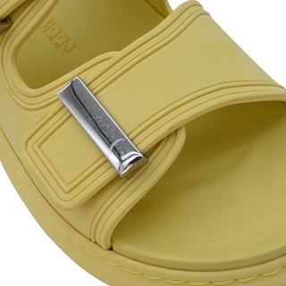 Butter Yellow Rubber Dual Buckle Platform Slide Sandals