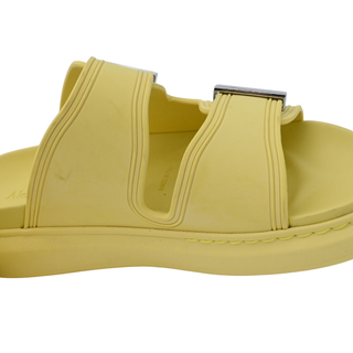Butter Yellow Rubber Dual Buckle Platform Slide Sandals