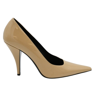 Nude Patent Leather Pointed-Toe Pumps
