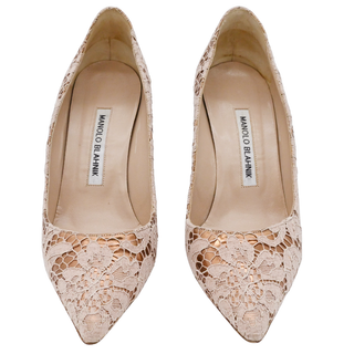 MANOLO BLAHNIK | BB Bronze Metallic & Lace Pumps