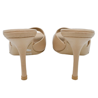 BY FAR | Nude Mora Leather Heel Mules
